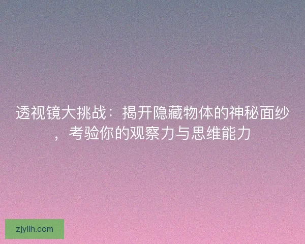 透视镜大挑战：揭开隐藏物体的神秘面纱，考验你的观察力与思维能力