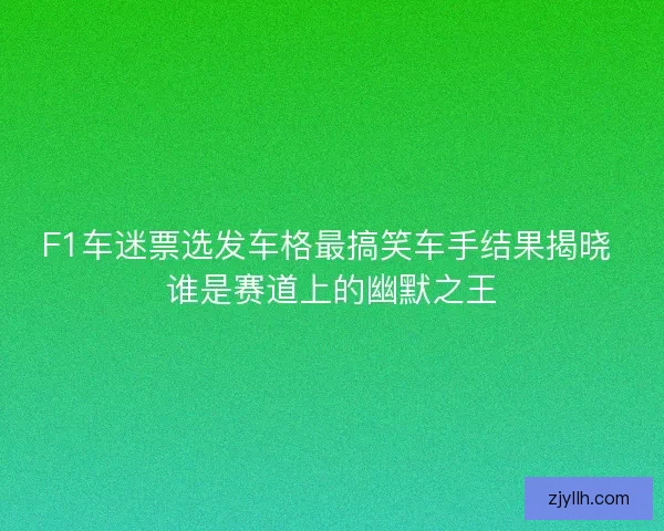 F1车迷票选发车格最搞笑车手结果揭晓 谁是赛道上的幽默之王
